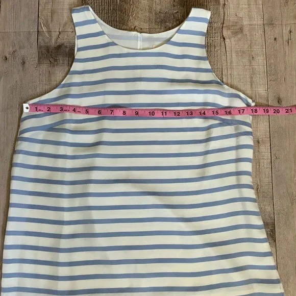 J Crew NWOT Light Blue White Striped Silk Sleeveless Lined Shell Top SZ 8 - Picture 11 of 11